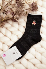 Women's Patterned Socks with Bear Black 29128-142 цена и информация | Женские носки | pigu.lt