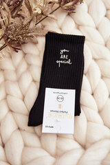 Women's Plain Socks With Black Text 29130-142 цена и информация | Женские носки | pigu.lt