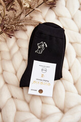 Women's Plain Black Socks with Cat 29136-142 цена и информация | Женские носки | pigu.lt