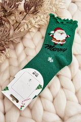 Moteriškos blizgančios kalėdinės kojinės su Kalėdų Seneliu žalios spalvos 29170-142 kaina ir informacija | Moteriškos kojinės | pigu.lt
