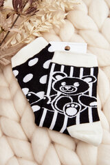 Women's Mismatched Socks with Teddy Bear Black and White 29188-142 цена и информация | Женские носки | pigu.lt