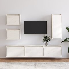 Televizoriaus spintelės, 6vnt., baltos, pušies medienos masyvas kaina ir informacija | TV staliukai | pigu.lt
