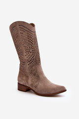 Suede Half-Calf Boots with Cutout Zazoo 3305/P Cappucino 29284-21 цена и информация | Женские сапоги | pigu.lt