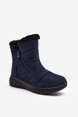 Women's snow boots with zipper and fur lining navy blue Zeuna 29344-21 цена и информация | Женские сапоги | pigu.lt