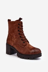 Women's Lace-Up Ankle Boots Brown Lunielle 29348-21 цена и информация | Женские сапоги | pigu.lt