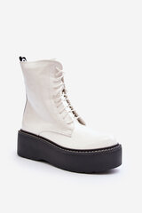 Women's White Patent Leather Boots with Chunky Sole Movana 29355-21 цена и информация | Женские сапоги | pigu.lt