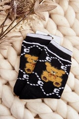 Šiltos medvilninės kojinės su lokiu Juoda 29379-142 kaina ir informacija | Moteriškos kojinės | pigu.lt