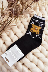 Warm Cotton Socks with Bear Black 29379-142 цена и информация | Женские носки | pigu.lt