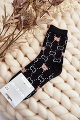 Warm Cotton Socks with Black Bears 29381-142 цена и информация | Женские носки | pigu.lt