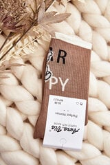 Women's Cotton Socks with Text and Teddy Bear Light Brown 29391-142 цена и информация | Женские носки | pigu.lt