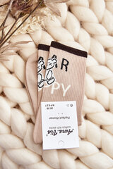 Women's Cotton Socks with Text and Bear Brown 29393-142 цена и информация | Женские носки | pigu.lt