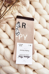 Women's Cotton Socks with Text and Bear Brown 29393-142 цена и информация | Женские носки | pigu.lt