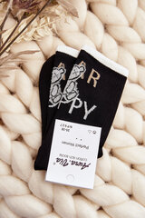 Women's Cotton Socks with Writing and Bear Black 29395-142 цена и информация | Женские носки | pigu.lt