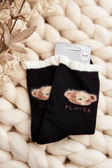 Thick Cotton Socks With Bear Black 29436-142 цена и информация | Женские носки | pigu.lt