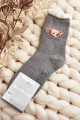 Storos medvilninės kojinės su meškiuku Grey 29437-142 kaina ir informacija | Moteriškos kojinės | pigu.lt