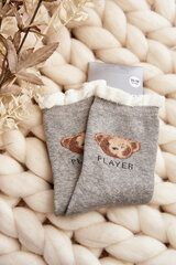 Storos medvilninės kojinės su lokiu šviesiai pilkos spalvos 29439-142 kaina ir informacija | Moteriškos kojinės | pigu.lt