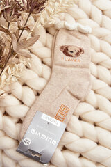 Storos medvilninės kojinės su meškiuku smėlio spalvos 29440-142 kaina ir informacija | Moteriškos kojinės | pigu.lt