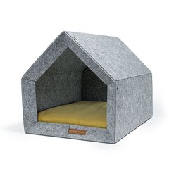 Rexproduct guolis - būda Kennel, M, pilka/geltona kaina ir informacija | Guoliai, pagalvėlės | pigu.lt