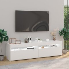 Televizoriaus spintelės su LED, 2vnt., baltos, 75x35x40cm kaina ir informacija | TV staliukai | pigu.lt