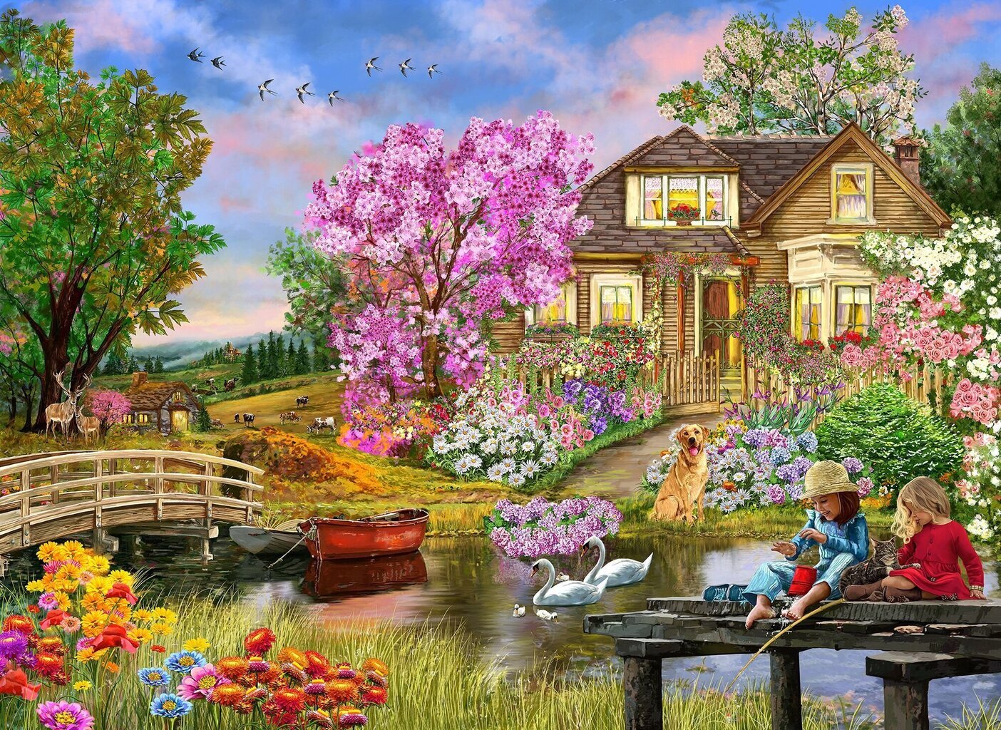 Medinė dėlionė su figūrėlėmis Wooden city Pavasario namas, 505 d. цена и информация | Dėlionės (puzzle) | pigu.lt