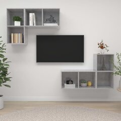 Sieninės televizoriaus spintelės, 4vnt., pilka kaina ir informacija | TV staliukai | pigu.lt