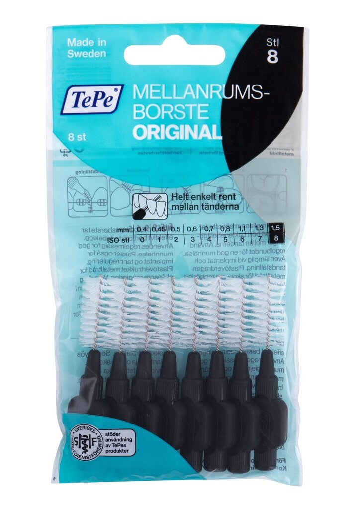 Tarpdančių šepetėliai Tepe Original 1,5 mm Interdental Brush, 8 vnt kaina ir informacija | Dantų šepetėliai, pastos | pigu.lt