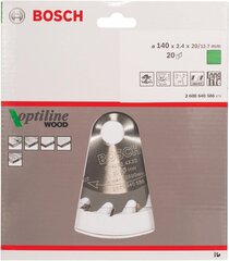 Bosch Professional Kreitlatt Optilline Wood (для древесины, 140 х 20 х 2,4 мм, 20 зубов, циркулярная пила аксессуаров) цена и информация | Запчасти для садовой техники | pigu.lt