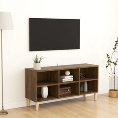 TV spintelė su medinėmis kojelėmis, 103,5x30x50 cm, ruda kaina ir informacija | TV staliukai | pigu.lt