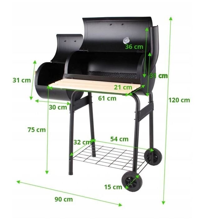 Kepsninė rūkykla 2 in 1 60 x 30 kaina ir informacija | Kepsninės, griliai | pigu.lt