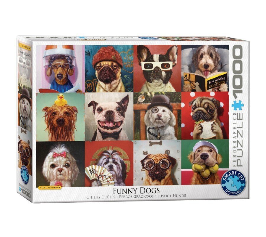 Dėlionė Eurographics, 6000-5523, Funny Dogs, 1000 d. kaina ir informacija | Dėlionės (puzzle) | pigu.lt