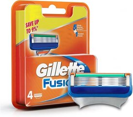 Сменные кассеты для бритья Gillette Fusion, 4 шт цена и информация | Косметика и средства для бритья | pigu.lt