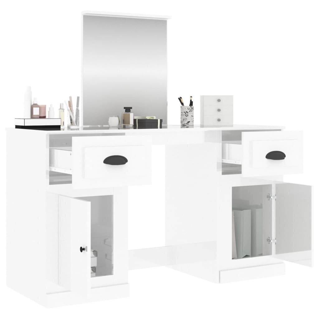Kosmetinis staliukas su veidrodžiu, baltas, 130x50x132,5cm kaina ir informacija | Kosmetiniai staliukai | pigu.lt