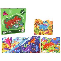 Dėlionė Lean Toys Dinozaurai 4in1, 73 d. kaina ir informacija | Dėlionės (puzzle) | pigu.lt