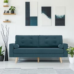 Sofa Homede Mandi 3P, mėlyna kaina ir informacija | Sofos | pigu.lt