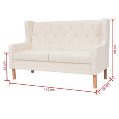 Dvivietė sofa, audinys, kreminė balta spalva цена и информация | Диваны | pigu.lt