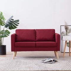 Dvivietė sofa, vyno raudonos spalvos, audinys цена и информация | Диваны | pigu.lt