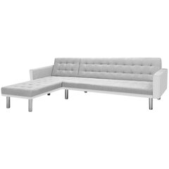 Kampinė sofa lova, 218x155x69 cm, baltos ir pilkos spalvos kaina ir informacija | Minkšti kampai | pigu.lt