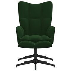 Poilsio kėdė su pakoja, tamsiai žalios spalvos, aksomas цена и информация | Кресла в гостиную | pigu.lt