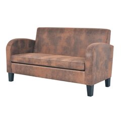 Dvivietė sofa, dirbtinė zomšos oda, ruda цена и информация | Диваны | pigu.lt