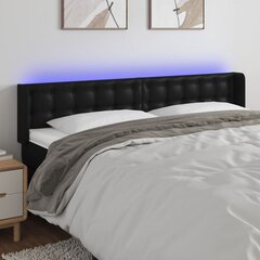 Galvūgalis su led, juodas, 203x16x78/88cm kaina ir informacija | Lovos | pigu.lt