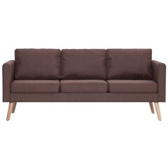 Trivietė sofa, ruda, audinys цена и информация | Диваны | pigu.lt