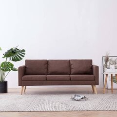 Trivietė sofa, ruda, audinys цена и информация | Диваны | pigu.lt