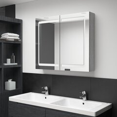 Veidrodinė vonios spintelė su LED apšvietimu, tamsiai pilka цена и информация | Шкафчики для ванной | pigu.lt