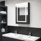 Veidrodinė vonios spintelė su LED, 50x13x70cm, juoda kaina ir informacija | Vonios spintelės | pigu.lt
