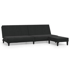 Dvivietė sofa-lova su pakoja, juodos spalvos, aksomas цена и информация | Диваны | pigu.lt