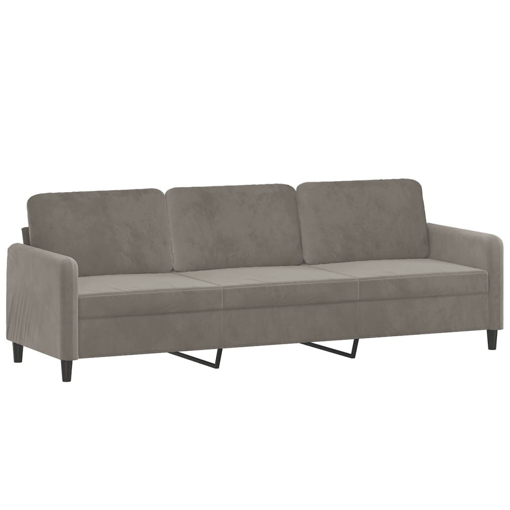 Trivietė sofa, šviesiai pilkos spalvos, 210cm, aksomas kaina ir informacija | Sofos | pigu.lt