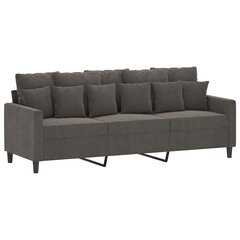 Trivietė sofa, tamsiai pilkos spalvos, 180cm, aksomas kaina ir informacija | Sofos | pigu.lt