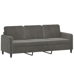 Trivietė sofa, tamsiai pilkos spalvos, 180cm, aksomas kaina ir informacija | Sofos | pigu.lt