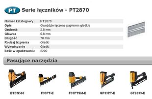 Гвозди BOSTITCH PT 33; 2.8 x 70 мм, 2200 шт. цена и информация | Механические инструменты | pigu.lt