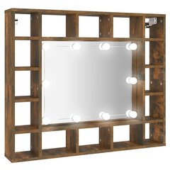 Veidrodinė spintelė su led apšvietimu, ąžuolo, 91x15x76,5cm kaina ir informacija | Vonios spintelės | pigu.lt